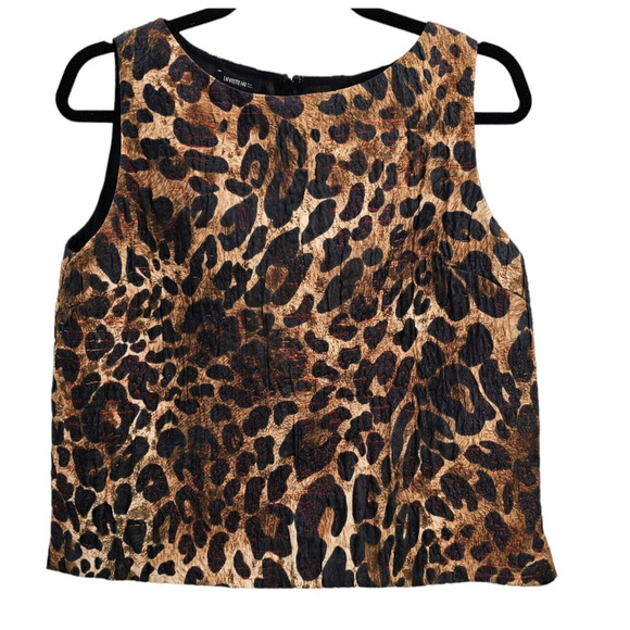 Lafayette 148 New York Top Leopard Animal Print Sleeveless Shell Tank - Picture 1 of 9